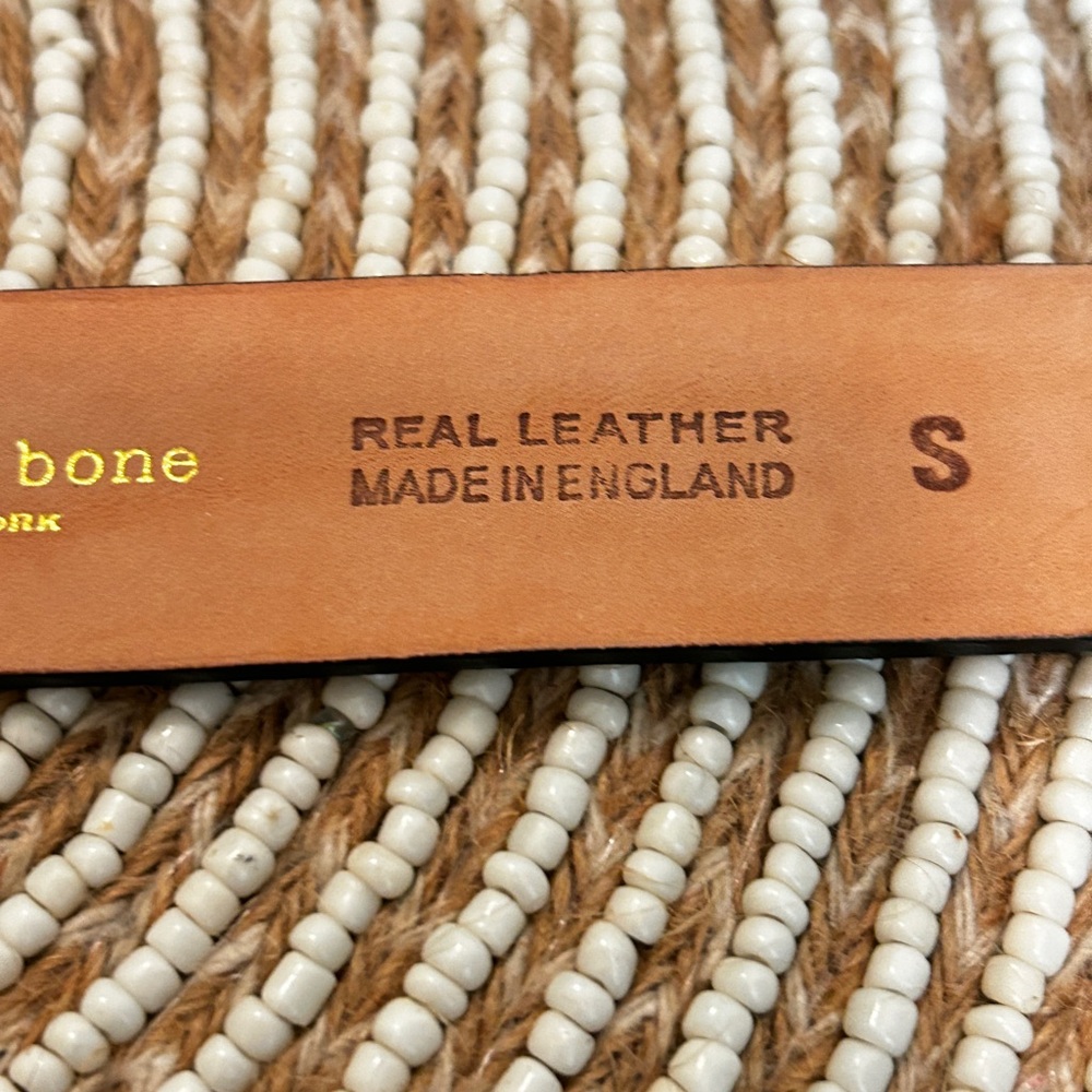 Rag & Bone Black and Cream Snakeskin Belt with Gold Buckle - Picture 5 of 6